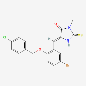 molecular formula C18H14BrClN2O2S B5916216 5-{5-bromo-2-[(4-chlorobenzyl)oxy]benzylidene}-3-methyl-2-thioxo-4-imidazolidinone 