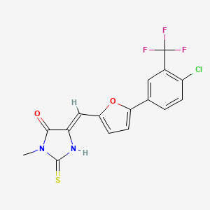 molecular formula C16H10ClF3N2O2S B5916218 5-({5-[4-chloro-3-(trifluoromethyl)phenyl]-2-furyl}methylene)-3-methyl-2-thioxo-4-imidazolidinone 