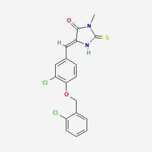 molecular formula C18H14Cl2N2O2S B5916229 5-{3-chloro-4-[(2-chlorobenzyl)oxy]benzylidene}-3-methyl-2-thioxo-4-imidazolidinone 