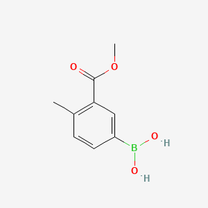molecular formula C9H11BO4 B591623 (3-(Methoxycarbonyl)-4-methylphenyl)boronic acid CAS No. 1048330-10-4