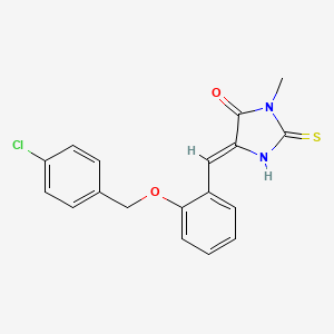 molecular formula C18H15ClN2O2S B5916235 5-{2-[(4-chlorobenzyl)oxy]benzylidene}-3-methyl-2-thioxo-4-imidazolidinone 
