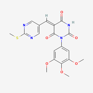 molecular formula C19H18N4O6S B5916238 5-{[2-(methylthio)-5-pyrimidinyl]methylene}-1-(3,4,5-trimethoxyphenyl)-2,4,6(1H,3H,5H)-pyrimidinetrione 