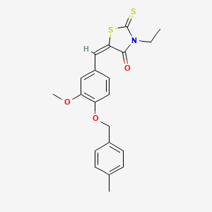 molecular formula C21H21NO3S2 B5916261 3-ethyl-5-{3-methoxy-4-[(4-methylbenzyl)oxy]benzylidene}-2-thioxo-1,3-thiazolidin-4-one 