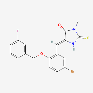 molecular formula C18H14BrFN2O2S B5916262 5-{5-bromo-2-[(3-fluorobenzyl)oxy]benzylidene}-3-methyl-2-thioxo-4-imidazolidinone 