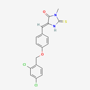 molecular formula C18H14Cl2N2O2S B5916275 5-{4-[(2,4-dichlorobenzyl)oxy]benzylidene}-3-methyl-2-thioxo-4-imidazolidinone 