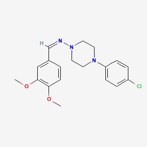 molecular formula C19H22ClN3O2 B5916314 4-(4-chlorophenyl)-N-(3,4-dimethoxybenzylidene)-1-piperazinamine 