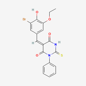 molecular formula C19H15BrN2O4S B5916361 5-(3-bromo-5-ethoxy-4-hydroxybenzylidene)-1-phenyl-2-thioxodihydro-4,6(1H,5H)-pyrimidinedione 