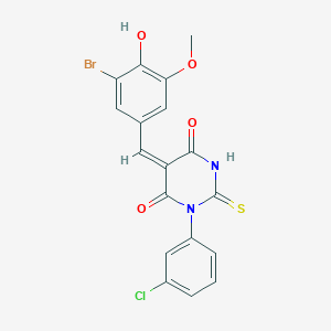 molecular formula C18H12BrClN2O4S B5916382 5-(3-bromo-4-hydroxy-5-methoxybenzylidene)-1-(3-chlorophenyl)-2-thioxodihydro-4,6(1H,5H)-pyrimidinedione 