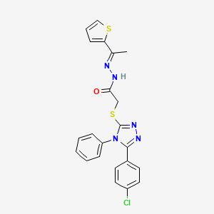molecular formula C22H18ClN5OS2 B5916431 2-{[5-(4-chlorophenyl)-4-phenyl-4H-1,2,4-triazol-3-yl]thio}-N'-[1-(2-thienyl)ethylidene]acetohydrazide 