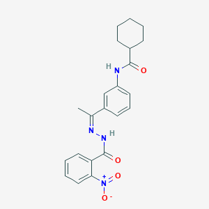 molecular formula C22H24N4O4 B5916433 N-{3-[N-(2-nitrobenzoyl)ethanehydrazonoyl]phenyl}cyclohexanecarboxamide 
