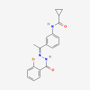 molecular formula C19H18BrN3O2 B5916436 N-{3-[N-(2-bromobenzoyl)ethanehydrazonoyl]phenyl}cyclopropanecarboxamide 