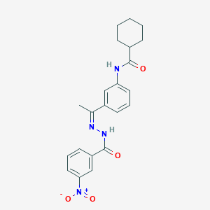 molecular formula C22H24N4O4 B5916459 N-{3-[N-(3-nitrobenzoyl)ethanehydrazonoyl]phenyl}cyclohexanecarboxamide 