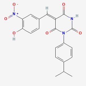 molecular formula C20H17N3O6 B5916541 5-(4-hydroxy-3-nitrobenzylidene)-1-(4-isopropylphenyl)-2,4,6(1H,3H,5H)-pyrimidinetrione 