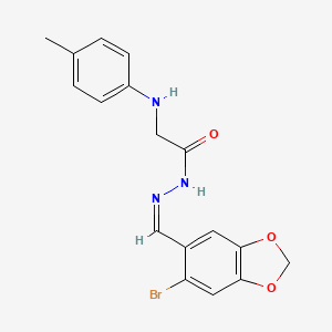molecular formula C17H16BrN3O3 B5916553 N'-[(6-bromo-1,3-benzodioxol-5-yl)methylene]-2-[(4-methylphenyl)amino]acetohydrazide 