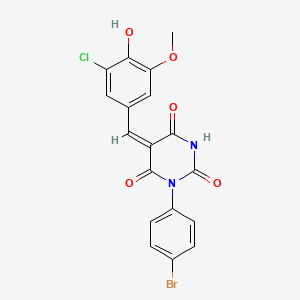 molecular formula C18H12BrClN2O5 B5916559 1-(4-bromophenyl)-5-(3-chloro-4-hydroxy-5-methoxybenzylidene)-2,4,6(1H,3H,5H)-pyrimidinetrione 