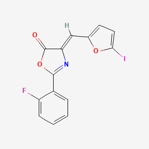 2-(2-fluorophenyl)-4-[(5-iodo-2-furyl)methylene]-1,3-oxazol-5(4H)-one