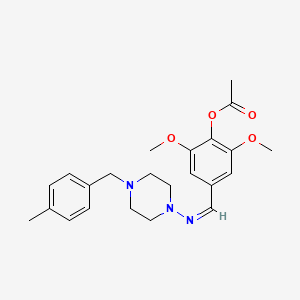molecular formula C23H29N3O4 B5916570 2,6-dimethoxy-4-({[4-(4-methylbenzyl)-1-piperazinyl]imino}methyl)phenyl acetate 