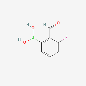molecular formula C7H6BFO3 B591661 (3-Fluoro-2-formylphenyl)boronic acid CAS No. 871126-15-7