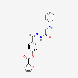 molecular formula C21H19N3O4 B5916648 4-(2-{[(4-methylphenyl)amino]acetyl}carbonohydrazonoyl)phenyl 2-furoate 