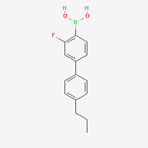 molecular formula C15H16BFO2 B591665 (3-氟-4'-丙基-[1,1'-联苯]-4-基)硼酸 CAS No. 909709-42-8