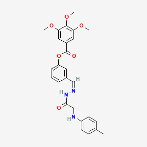 molecular formula C26H27N3O6 B5916661 3-(2-{[(4-methylphenyl)amino]acetyl}carbonohydrazonoyl)phenyl 3,4,5-trimethoxybenzoate 