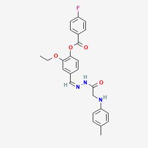 2-ethoxy-4-(2-{[(4-methylphenyl)amino]acetyl}carbonohydrazonoyl)phenyl 4-fluorobenzoate