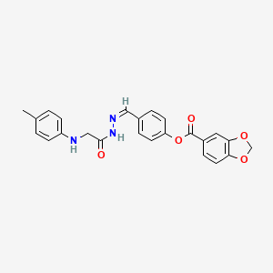 molecular formula C24H21N3O5 B5916699 4-(2-{[(4-methylphenyl)amino]acetyl}carbonohydrazonoyl)phenyl 1,3-benzodioxole-5-carboxylate 