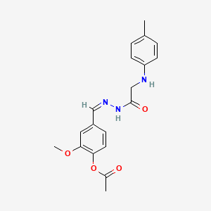 molecular formula C19H21N3O4 B5916712 2-methoxy-4-(2-{[(4-methylphenyl)amino]acetyl}carbonohydrazonoyl)phenyl acetate 