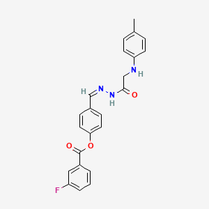molecular formula C23H20FN3O3 B5916741 4-(2-{[(4-methylphenyl)amino]acetyl}carbonohydrazonoyl)phenyl 3-fluorobenzoate 