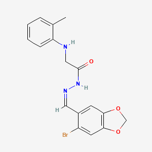 molecular formula C17H16BrN3O3 B5916752 N'-[(6-bromo-1,3-benzodioxol-5-yl)methylene]-2-[(2-methylphenyl)amino]acetohydrazide 