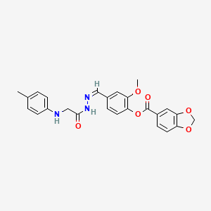 molecular formula C25H23N3O6 B5916758 2-methoxy-4-(2-{[(4-methylphenyl)amino]acetyl}carbonohydrazonoyl)phenyl 1,3-benzodioxole-5-carboxylate 