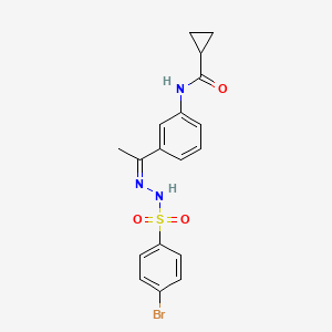 molecular formula C18H18BrN3O3S B5916771 N-(3-{N-[(4-bromophenyl)sulfonyl]ethanehydrazonoyl}phenyl)cyclopropanecarboxamide 