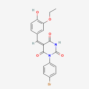 molecular formula C19H15BrN2O5 B5916811 1-(4-bromophenyl)-5-(3-ethoxy-4-hydroxybenzylidene)-2,4,6(1H,3H,5H)-pyrimidinetrione 
