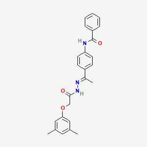molecular formula C25H25N3O3 B5916837 N-(4-{N-[(3,5-dimethylphenoxy)acetyl]ethanehydrazonoyl}phenyl)benzamide 