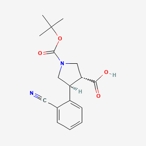 molecular formula C17H20N2O4 B591684 (3R,4S)-1-(叔丁氧羰基)-4-(2-氰基苯基)吡咯烷-3-羧酸 CAS No. 1161787-84-3