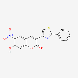 molecular formula C18H10N2O5S B5916894 7-hydroxy-6-nitro-3-(2-phenyl-1,3-thiazol-4-yl)-2H-chromen-2-one 