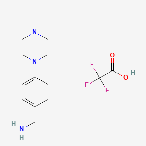molecular formula C14H20F3N3O2 B591698 (4-(4-甲基哌嗪-1-基)苯基)甲胺 2,2,2-三氟乙酸盐 CAS No. 1632286-18-0