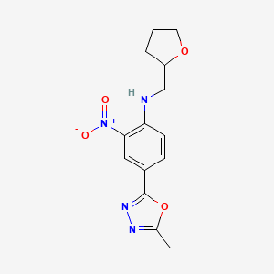 4-(5-methyl-1,3,4-oxadiazol-2-yl)-2-nitro-N-(tetrahydro-2-furanylmethyl)aniline