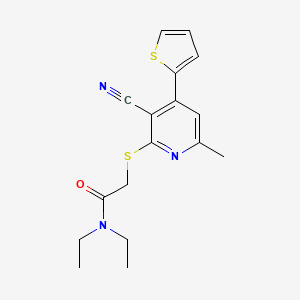 molecular formula C17H19N3OS2 B5917016 2-{[3-cyano-6-methyl-4-(2-thienyl)-2-pyridinyl]thio}-N,N-diethylacetamide 
