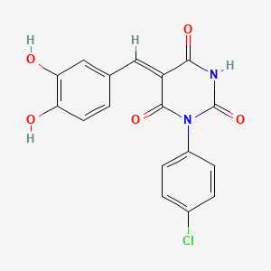 molecular formula C17H11ClN2O5 B5917031 1-(4-chlorophenyl)-5-(3,4-dihydroxybenzylidene)-2,4,6(1H,3H,5H)-pyrimidinetrione 