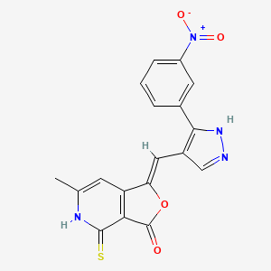 molecular formula C18H12N4O4S B5917061 6-methyl-1-{[3-(3-nitrophenyl)-1H-pyrazol-4-yl]methylene}-4-thioxo-4,5-dihydrofuro[3,4-c]pyridin-3(1H)-one 