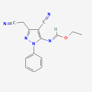 ethyl [4-cyano-3-(cyanomethyl)-1-phenyl-1H-pyrazol-5-yl]imidoformate