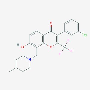 molecular formula C23H21ClF3NO3 B5917102 3-(3-chlorophenyl)-7-hydroxy-8-[(4-methyl-1-piperidinyl)methyl]-2-(trifluoromethyl)-4H-chromen-4-one 
