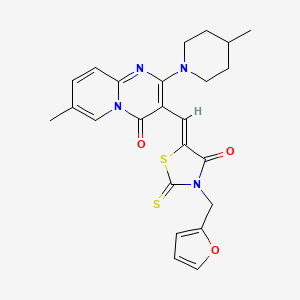 molecular formula C24H24N4O3S2 B5917238 3-{[3-(2-furylmethyl)-4-oxo-2-thioxo-1,3-thiazolidin-5-ylidene]methyl}-7-methyl-2-(4-methyl-1-piperidinyl)-4H-pyrido[1,2-a]pyrimidin-4-one 