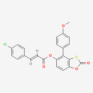 4-(4-methoxyphenyl)-2-oxo-1,3-benzoxathiol-5-yl 3-(4-chlorophenyl)acrylate