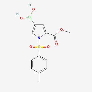molecular formula C13H14BNO6S B591729 (5-(Methoxycarbonyl)-1-tosyl-1H-pyrrol-3-yl)boronic acid CAS No. 916177-00-9