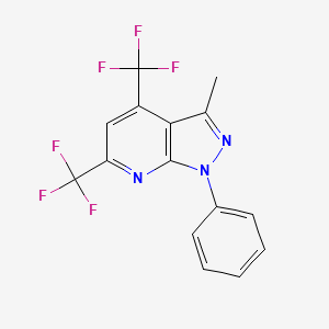molecular formula C15H9F6N3 B5917331 3-methyl-1-phenyl-4,6-bis(trifluoromethyl)-1H-pyrazolo[3,4-b]pyridine CAS No. 309735-37-3