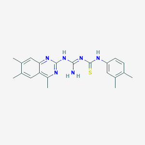molecular formula C21H24N6S B5917353 N-(3,4-dimethylphenyl)-N'-{imino[(4,6,7-trimethyl-2-quinazolinyl)amino]methyl}thiourea 