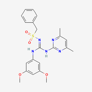 molecular formula C22H25N5O4S B5917362 N-{[(3,5-dimethoxyphenyl)amino][(4,6-dimethyl-2-pyrimidinyl)amino]methylene}-1-phenylmethanesulfonamide 