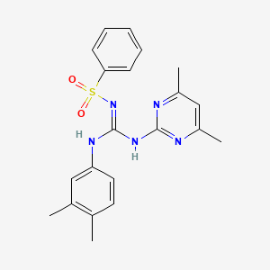 molecular formula C21H23N5O2S B5917489 N-{[(3,4-dimethylphenyl)amino][(4,6-dimethyl-2-pyrimidinyl)amino]methylene}benzenesulfonamide 